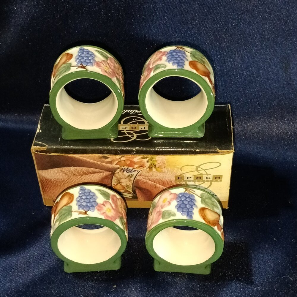 4 Noritake Market Day Napkin Rings